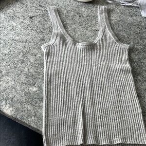 Gray 100% Cashmere Ribbed Tank Top